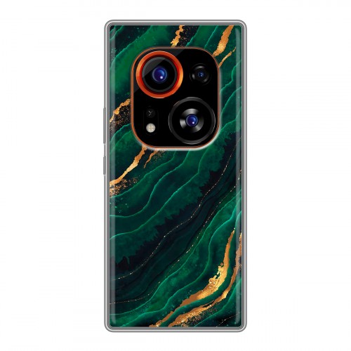 Дизайнерский силиконовый чехол для Tecno Phantom X2 Pro Мрамор зеленое золото