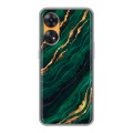 Дизайнерский силиконовый чехол для OPPO Reno8 T Мрамор зеленое золото