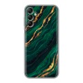 Дизайнерский силиконовый чехол для Samsung Galaxy A14 Мрамор зеленое золото