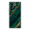 Дизайнерский силиконовый чехол для Vivo V27 Мрамор зеленое золото