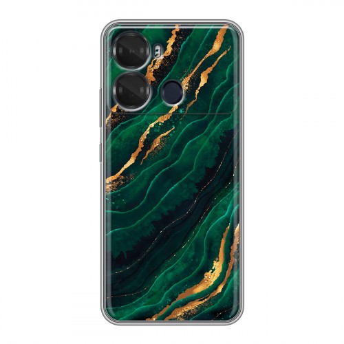 Дизайнерский силиконовый чехол для Itel P40 Мрамор зеленое золото