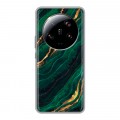 Дизайнерский силиконовый чехол для Xiaomi 13 Ultra Мрамор зеленое золото
