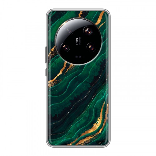 Дизайнерский силиконовый чехол для Xiaomi 13 Ultra Мрамор зеленое золото