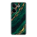 Дизайнерский силиконовый чехол для Tecno Camon 20 Мрамор зеленое золото