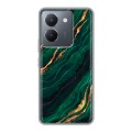 Дизайнерский силиконовый чехол для Vivo Y36 Мрамор зеленое золото