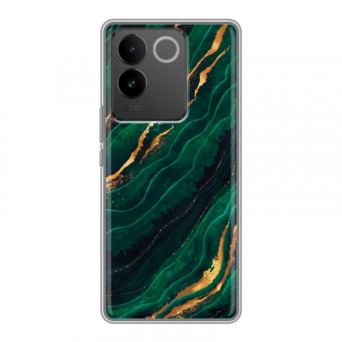 Дизайнерский силиконовый чехол для Vivo S17e Мрамор зеленое золото