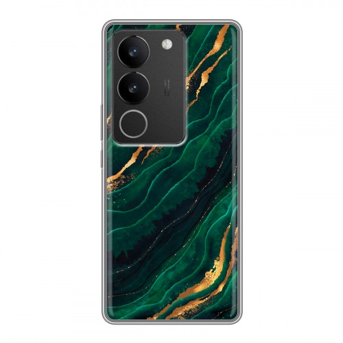 Дизайнерский силиконовый чехол для Vivo S17 Мрамор зеленое золото