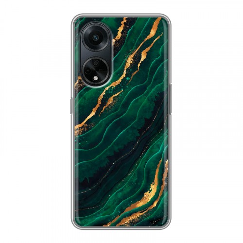 Дизайнерский силиконовый чехол для OPPO A98 Мрамор зеленое золото