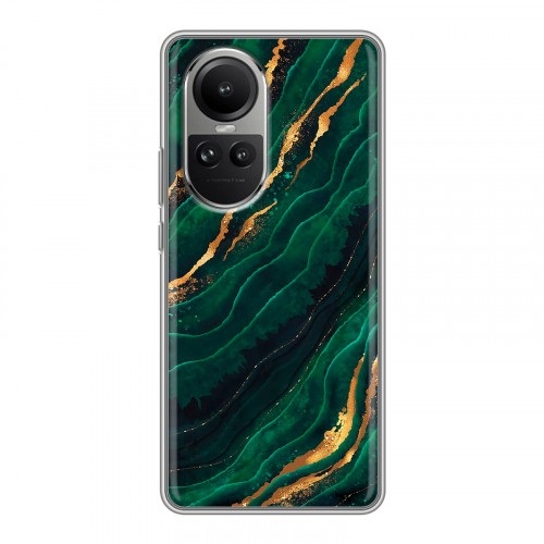Дизайнерский силиконовый чехол для OPPO Reno10 Мрамор зеленое золото
