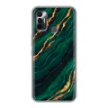 Дизайнерский силиконовый чехол для Tecno Spark 7 Мрамор зеленое золото