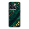 Дизайнерский силиконовый чехол для OnePlus 10T Мрамор зеленое золото