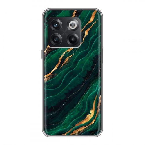Дизайнерский силиконовый чехол для OnePlus 10T Мрамор зеленое золото