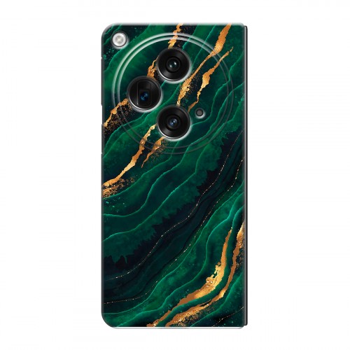 Дизайнерский пластиковый чехол для OPPO Find N3 Мрамор зеленое золото