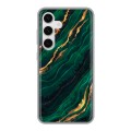 Дизайнерский силиконовый чехол для Samsung Galaxy S24 Мрамор зеленое золото