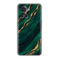 Дизайнерский силиконовый чехол для OnePlus Ace Мрамор зеленое золото