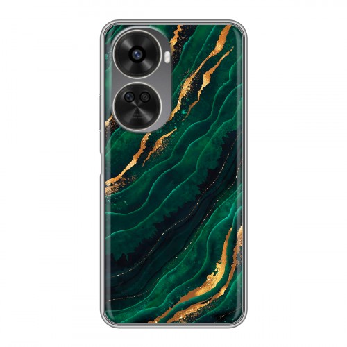 Дизайнерский силиконовый чехол для Huawei Nova 11 SE Мрамор зеленое золото