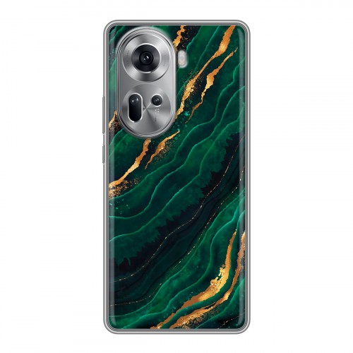 Дизайнерский силиконовый чехол для OPPO Reno 11 Мрамор зеленое золото