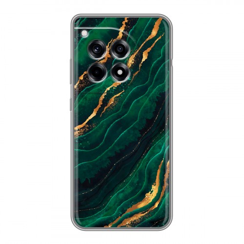 Дизайнерский силиконовый чехол для OnePlus Ace 3 Мрамор зеленое золото