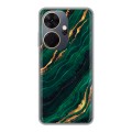 Дизайнерский силиконовый чехол для Itel P55 Plus Мрамор зеленое золото