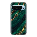 Дизайнерский силиконовый чехол для Google Pixel 9 Мрамор зеленое золото
