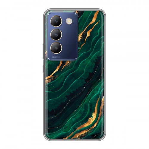 Дизайнерский силиконовый чехол для Vivo V30 Lite Мрамор зеленое золото