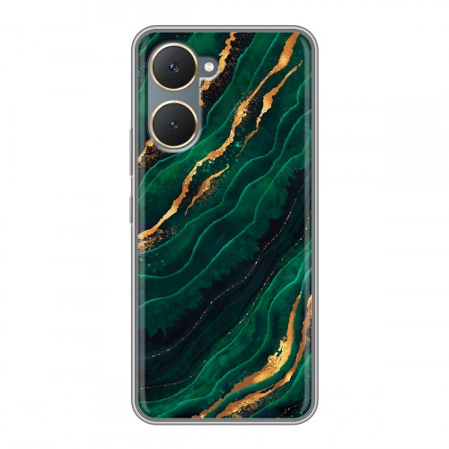 Дизайнерский силиконовый чехол для Vivo Y03 Мрамор зеленое золото