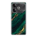 Дизайнерский силиконовый чехол для Tecno Pova 6 Мрамор зеленое золото
