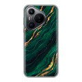 Дизайнерский силиконовый чехол для Huawei Pura 70 Мрамор зеленое золото