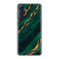 Дизайнерский силиконовый чехол для Samsung Galaxy M55 Мрамор зеленое золото