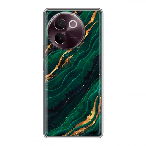 Дизайнерский силиконовый чехол для Vivo V30e Мрамор зеленое золото