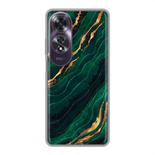 Дизайнерский силиконовый чехол для OPPO A60 Мрамор зеленое золото