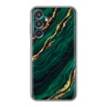 Дизайнерский силиконовый чехол для Samsung Galaxy M35 Мрамор зеленое золото