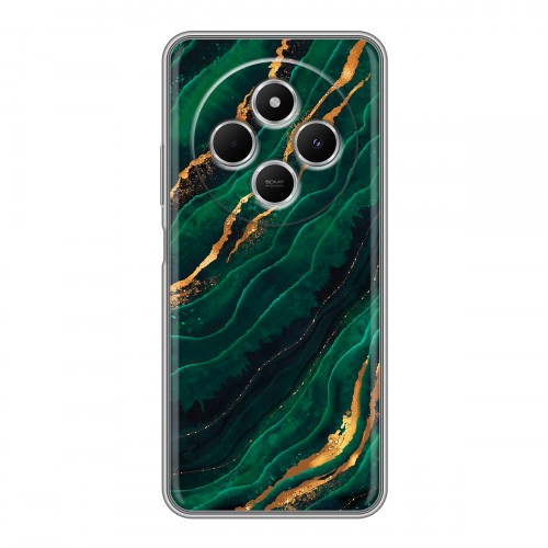 Дизайнерский силиконовый чехол для Redmi 14C Мрамор зеленое золото