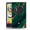 Дизайнерский силиконовый чехол для Nokia Lumia 1020 Мрамор зеленое золото