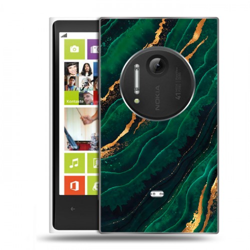 Дизайнерский силиконовый чехол для Nokia Lumia 1020 Мрамор зеленое золото