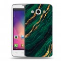 Дизайнерский пластиковый чехол для LG L60 Мрамор зеленое золото