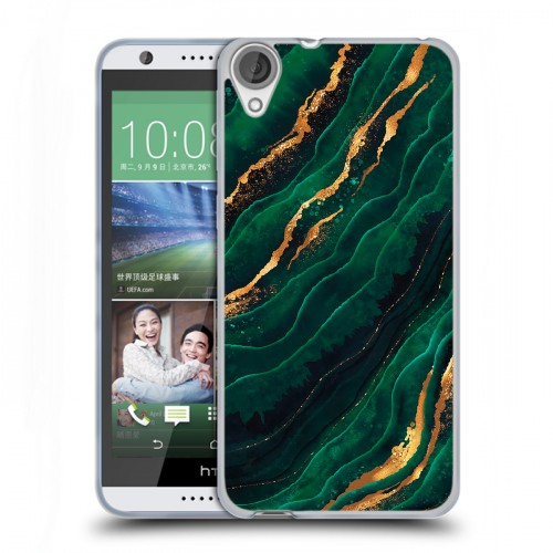 Дизайнерский силиконовый чехол для HTC Desire 820 Мрамор зеленое золото