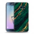 Дизайнерский силиконовый чехол для Samsung Galaxy S6 Edge Мрамор зеленое золото