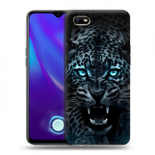 Дизайнерский силиконовый с усиленными углами чехол для OPPO A1k Темный леопард