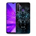 Дизайнерский силиконовый чехол для Realme 5 Темный леопард