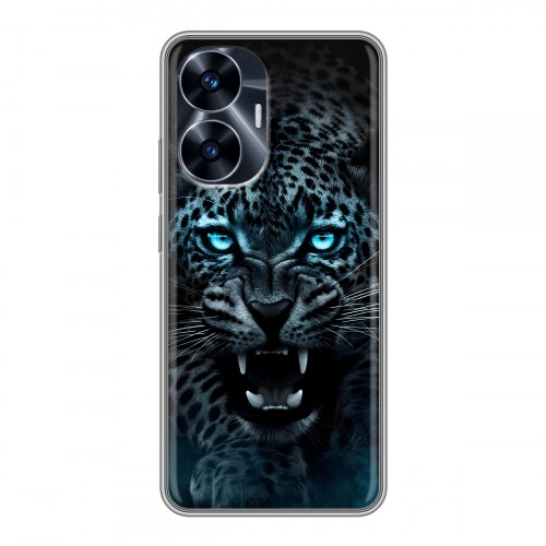 Дизайнерский силиконовый чехол для Realme C55 Темный леопард