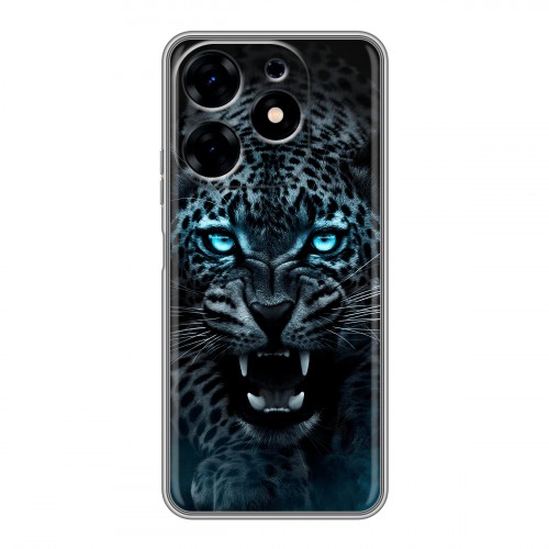 Дизайнерский силиконовый с усиленными углами чехол для Tecno Spark 10 Темный леопард