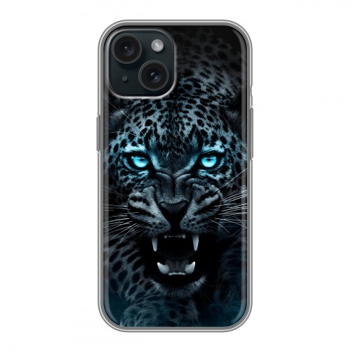 Дизайнерский силиконовый чехол для Iphone 15 Темный леопард