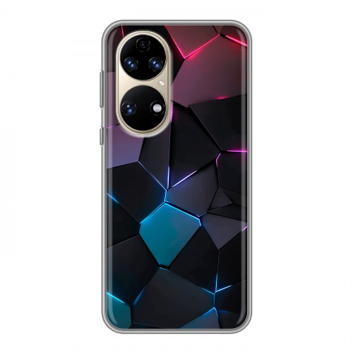 Дизайнерский силиконовый с усиленными углами чехол для Huawei P50 Pro Геометрия неона