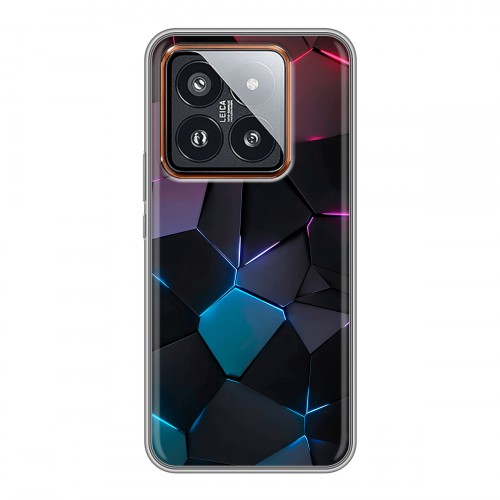 Дизайнерский силиконовый чехол для Xiaomi 14 Pro Геометрия неона