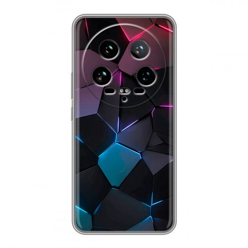 Дизайнерский силиконовый чехол для Xiaomi 14 Ultra Геометрия неона