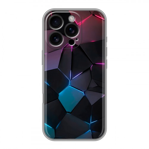 Дизайнерский силиконовый чехол для Iphone 16 Pro Геометрия неона