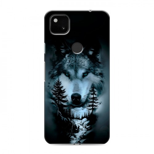 Дизайнерский пластиковый чехол для Google Pixel 4a Лесной волк