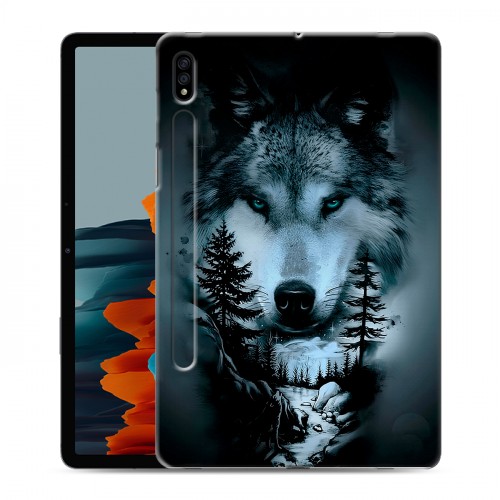 Дизайнерский силиконовый чехол для Samsung Galaxy Tab S7 Лесной волк