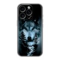 Дизайнерский силиконовый чехол для Iphone 16 Pro Лесной волк